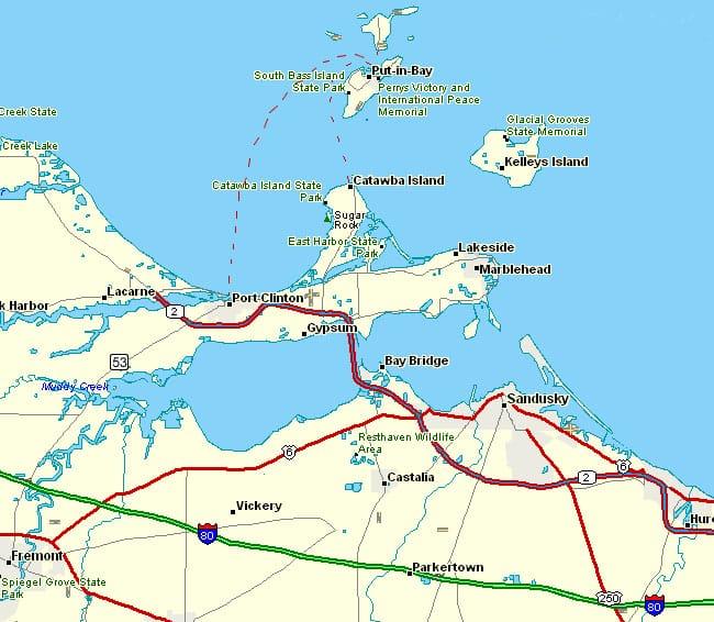 Put in Bay Map Find Put in Bay Lodging South Bass Island Map